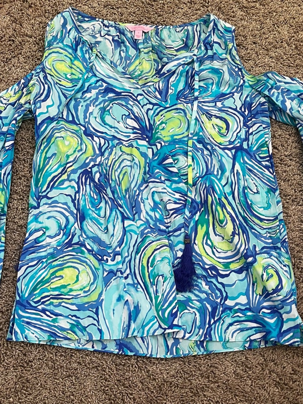 Women’s Swim Blue & Green Patterned Swim Cover-Up -